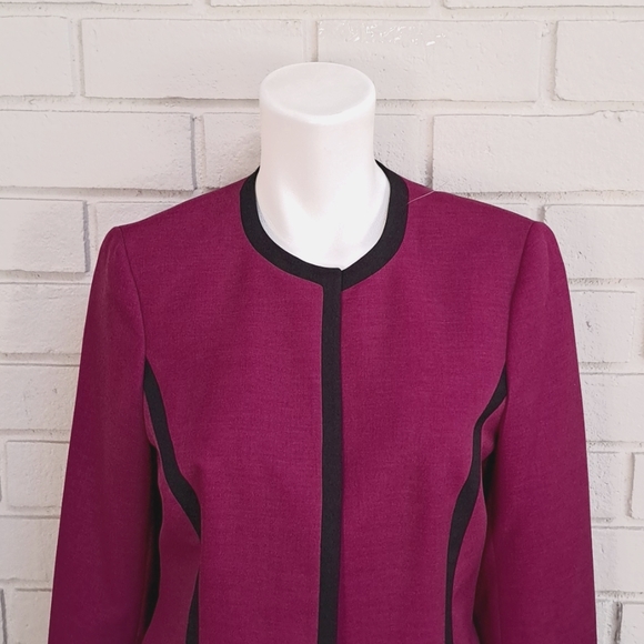 Evan Picone Fucia/Black Open Front Lined Blazer. Size 6 NWOT - Picture 2 of 10